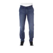 Denim Jeans - Knoop- en Ritssluiting Trussardi , Blue , Heren