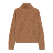 Argyle Gebreide Trui Camel Max Mara Studio , Brown , Dames