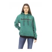 Hoodie met Voorzak en Logo Baldinini , Green , Dames