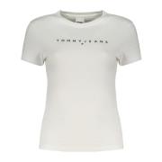 Korte Mouw Logo Print T-Shirt Wit Tommy Hilfiger , White , Dames