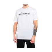 Katoenen T-shirt met Frontprint Dsquared2 , White , Heren