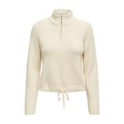 Hoge Hals Rits Pullover Gebreid Only , White , Dames