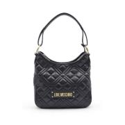 Gewatteerde Schoudertas met Iconisch Logo Love Moschino , Black , Dame...