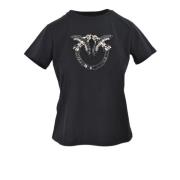 Vogels Logo Jersey T-Shirt Regular Fit Pinko , Black , Dames