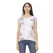 Stijlvol wit T-shirt met frontprint Trussardi , Multicolor , Dames