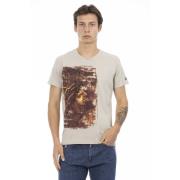 Korte Mouw V-hals T-shirt - Voorprint Trussardi , Beige , Heren