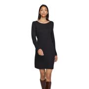 Jurk met lange mouwen en V-hals Vila , Black , Dames