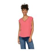 Dames V-hals T-shirt Jasmina Only , Pink , Dames