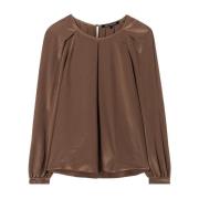 Flowing Techno Silk Blouse met Plooien Luisa Cerano , Brown , Dames