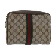 Pre-owned Leather clutches Gucci Vintage , Beige , Dames