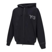 Zwarte Katoenen Hoodie Met Rits Y-3 , Black , Heren