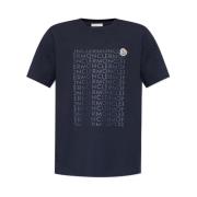 Navy Crew Neck T-shirt met Logo Moncler , Blue , Heren