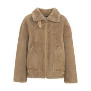 Faux Fur Hoge Kraag Jas Bully , Brown , Dames