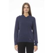 Lange Mouw V-hals Trui Baldinini , Blue , Dames