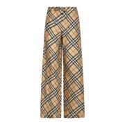 Zijden broek met ruitpatroon Burberry , Beige , Dames