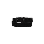 Zwart Leren Riem Emporio Armani , Black , Heren