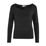 Trui met lange mouwen en col voor vrouwen Vila , Black , Dames