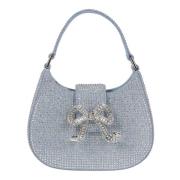 Denim Crescent Rhinestone Tas Self Portrait , Blue , Dames