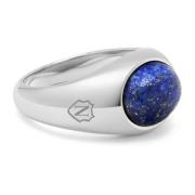 Silver Oval Signet Ring with Blue Lapis Nialaya , Gray , Heren