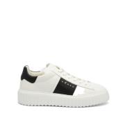 Gestreepte Leren Sneakers Witte Rubberen Zool Hogan , White , Dames