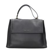 Tijdloze leren tas in zwart Orciani , Black , Dames