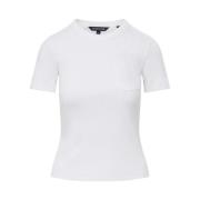 Geribbeld T-shirt met Logozak Veronica Beard , White , Dames