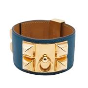 Pre-owned Leather bracelets Hermès Vintage , Blue , Dames