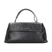 Krokodil-effect Leren Longuette Tas Orciani , Black , Dames