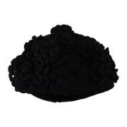 Luxe Zwarte Wol Beanie Hoed Dolce & Gabbana , Black , Unisex