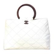 Pre-owned Leather totes Chanel Vintage , White , Dames