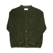 Gebogen V-hals Fleece Cardigan Universal Works , Green , Heren