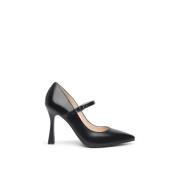 Zwarte Leren Gesp Pumps Nerogiardini , Black , Dames