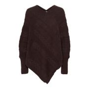 Gebreide Poncho Chocolade Pruim Cream , Brown , Dames