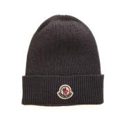 Gebreide Beanie Muts Moncler , Gray , Heren