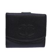 Pre-owned Leather wallets Chanel Vintage , Black , Dames