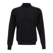 Merino Wol Trui Zwart Mock Neck Filippo De Laurentiis , Black , Heren