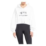 Geborduurde Crop Hoodie Wit Off White , White , Dames