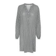 Jurk met V-hals en golvende print Kaffe , Gray , Dames