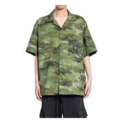 Camo Militair Shirt Korte Mouw Zwart Palm Angels , Green , Heren