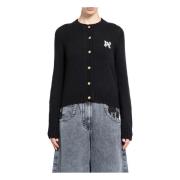 Monogram Cardigan Zwart Off White Palm Angels , Black , Dames