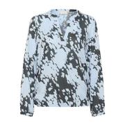 Abstract Graphic Cloud Blouse Top Kaffe , Blue , Dames