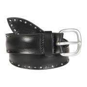 Studded Soft Bull Leather Belt Orciani , Black , Heren