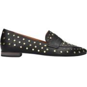 Elegante Loafer met Gouden Studs Notre-v , Black , Dames