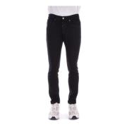 Zwarte Logo Broek met Knopen Dondup , Black , Heren