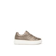 Bruine Leren Sneakers met Logo Print Nerogiardini , Brown , Dames