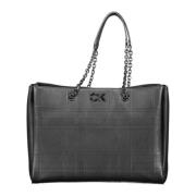 Zwarte polyester handtas met kettinghandvatten Calvin Klein , Black , ...