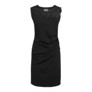 Zwart Diep Kant Detail Jurk Kaffe , Black , Dames