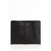 Leren portemonnee met ritssluiting en studs Trussardi , Black , Heren