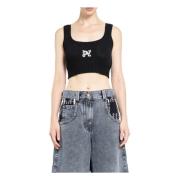 Monogram Gebreide Top Zwart Off White Palm Angels , Black , Dames