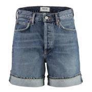 Denim Shorts met Metalen Knopen Agolde , Blue , Dames